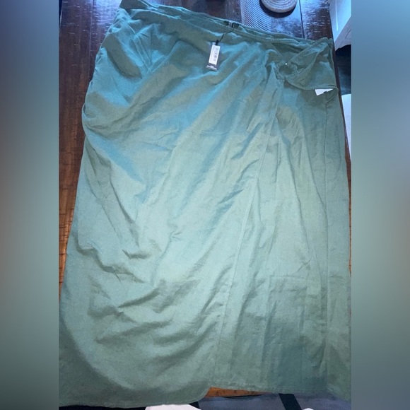 PrettyLittleThing Plus Green ORing Split Leg Midaxi Skirt NWT 24 linen blend - Picture 5 of 14